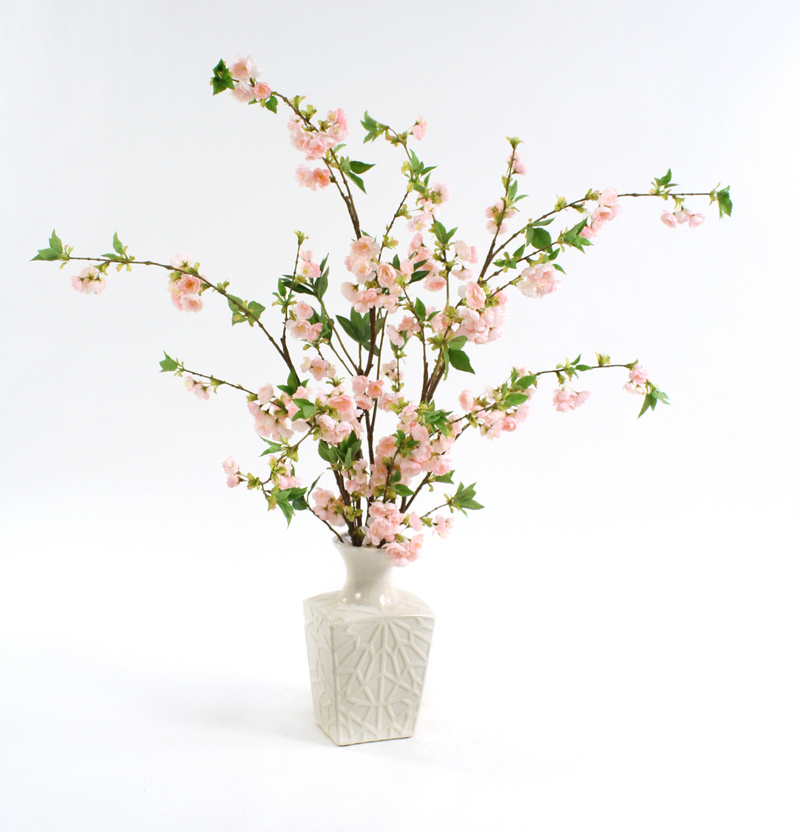 Silk Pink Cherry Blossoms in a White Kira Vase