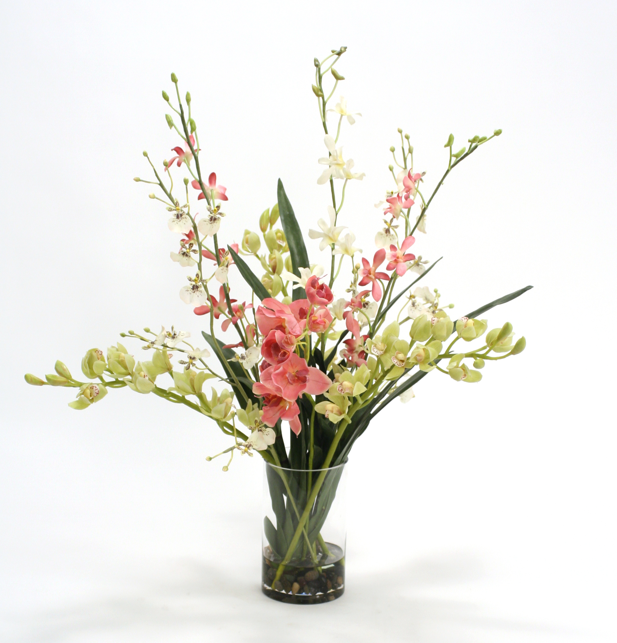 Waterlook ® Mixed Orchids in Clear Glass Cylinder Vase