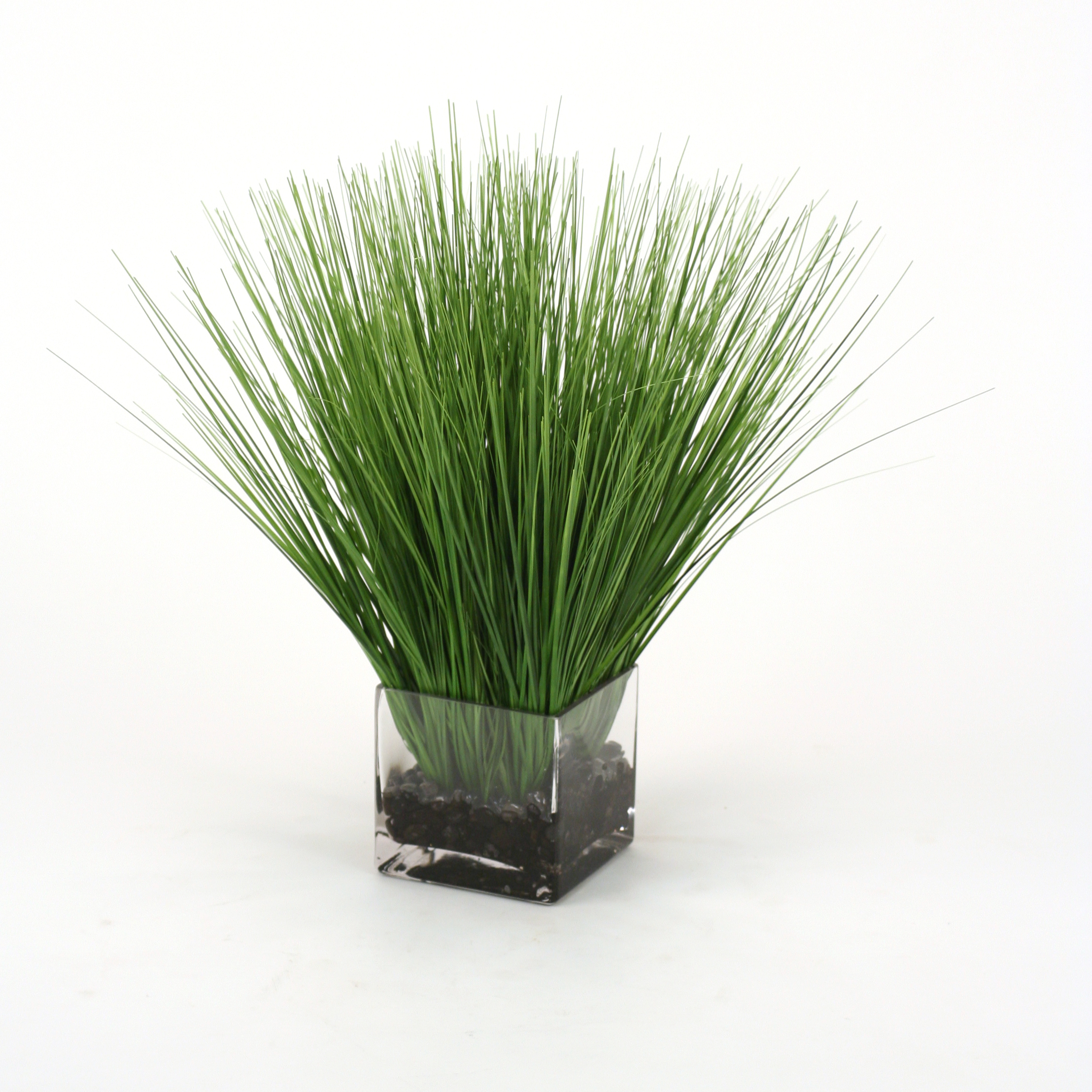 Waterlook ® Faux Green Grass in a Square Glass Vase Waterlook ® Faux Green Grass in a Square Glass Vase