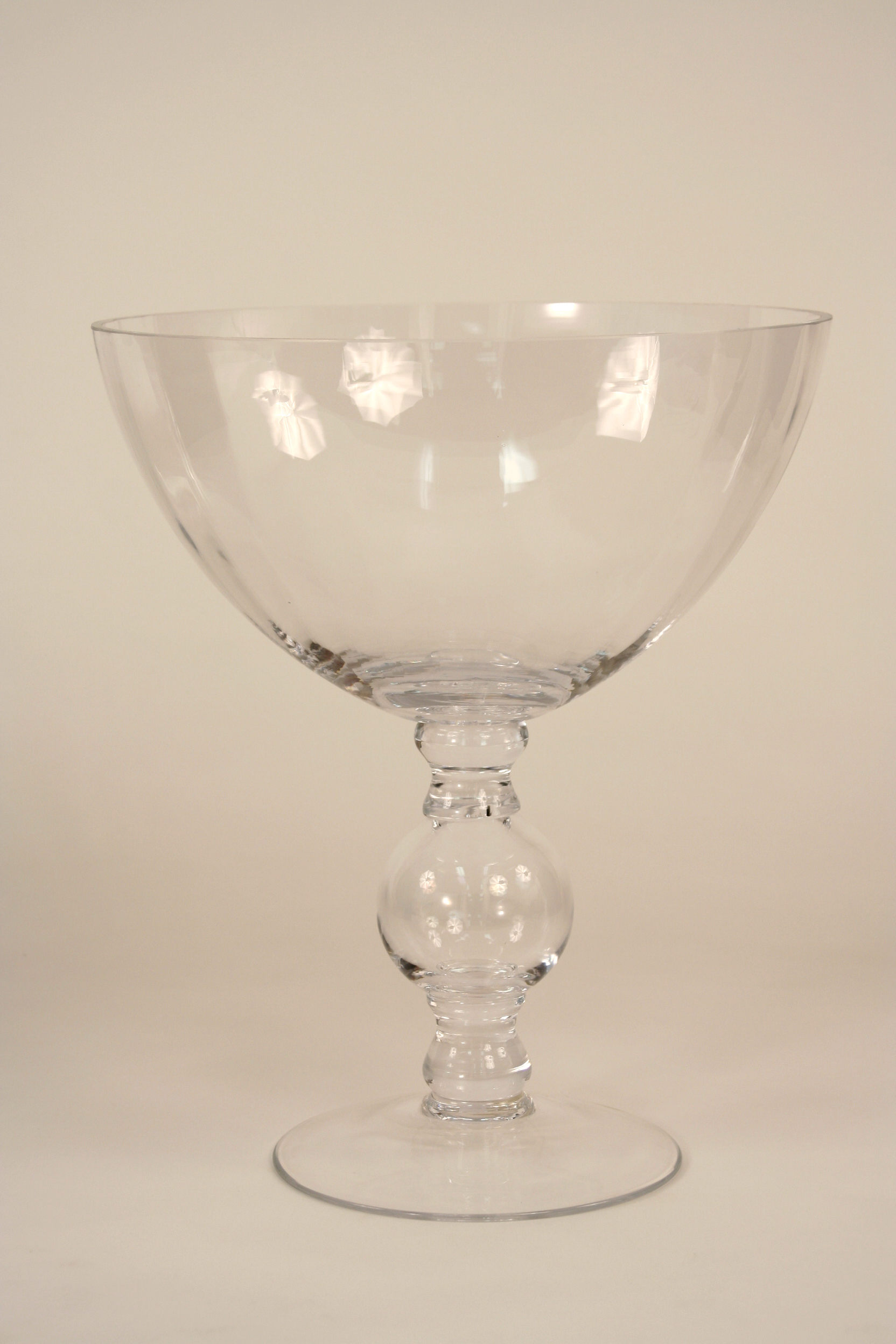 Large Footed Ball and Stem Clear Glass Compote