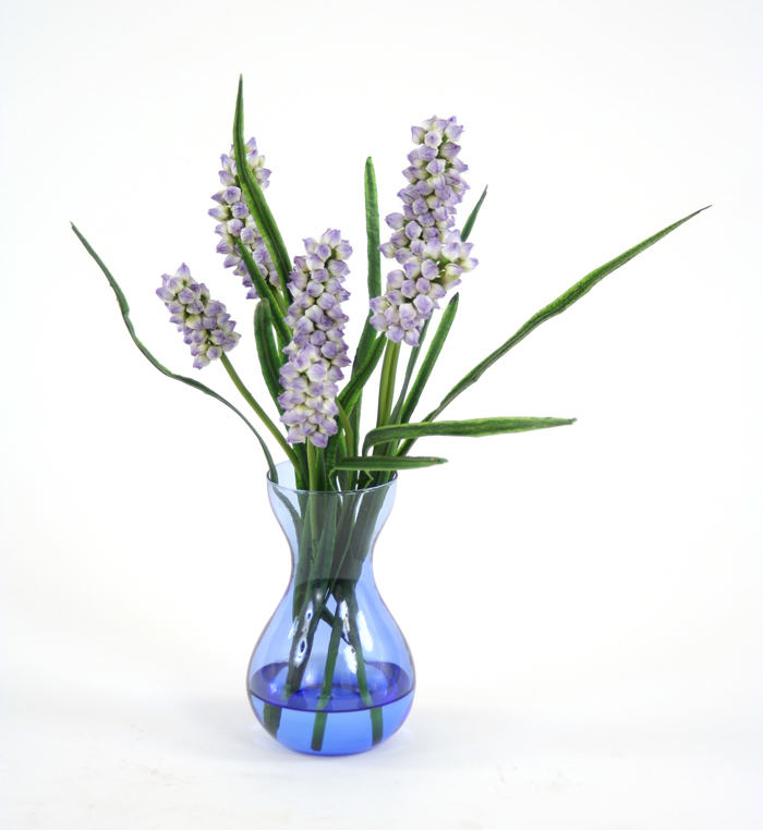 Waterlook ® Silk Periwinkle Grape Hyacinths in a Blue Vase Free