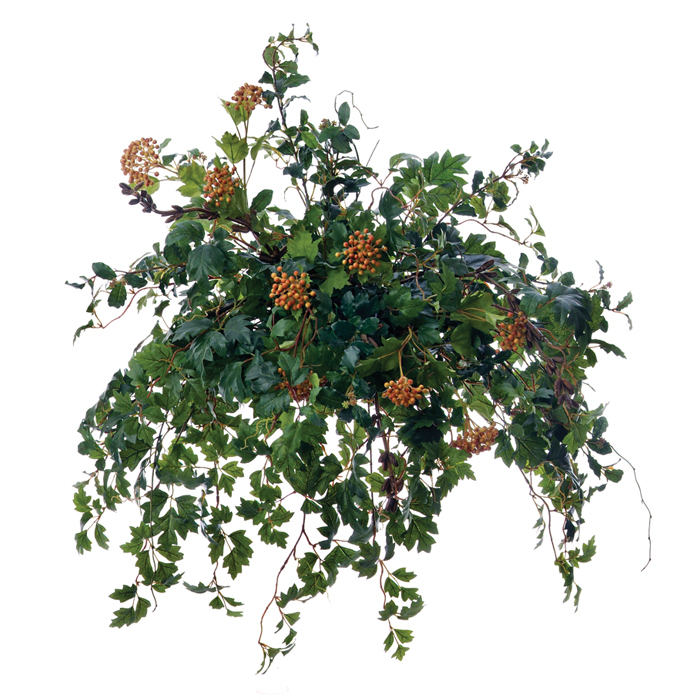 Mixed Grape Ivy and Berries Topper in Wicker Basket Mixed Grape Ivy and Berries Topper in Wicker Basket