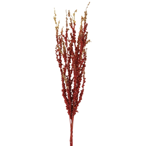 26'L Artificial Burgundy and Gold Glittered Berry Bamboo