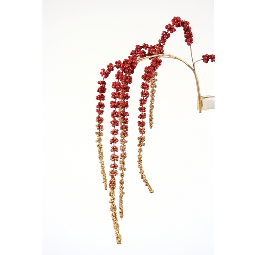43'L Artificial Burgundy and Gold Hanging Glittered Amaranthus Spray