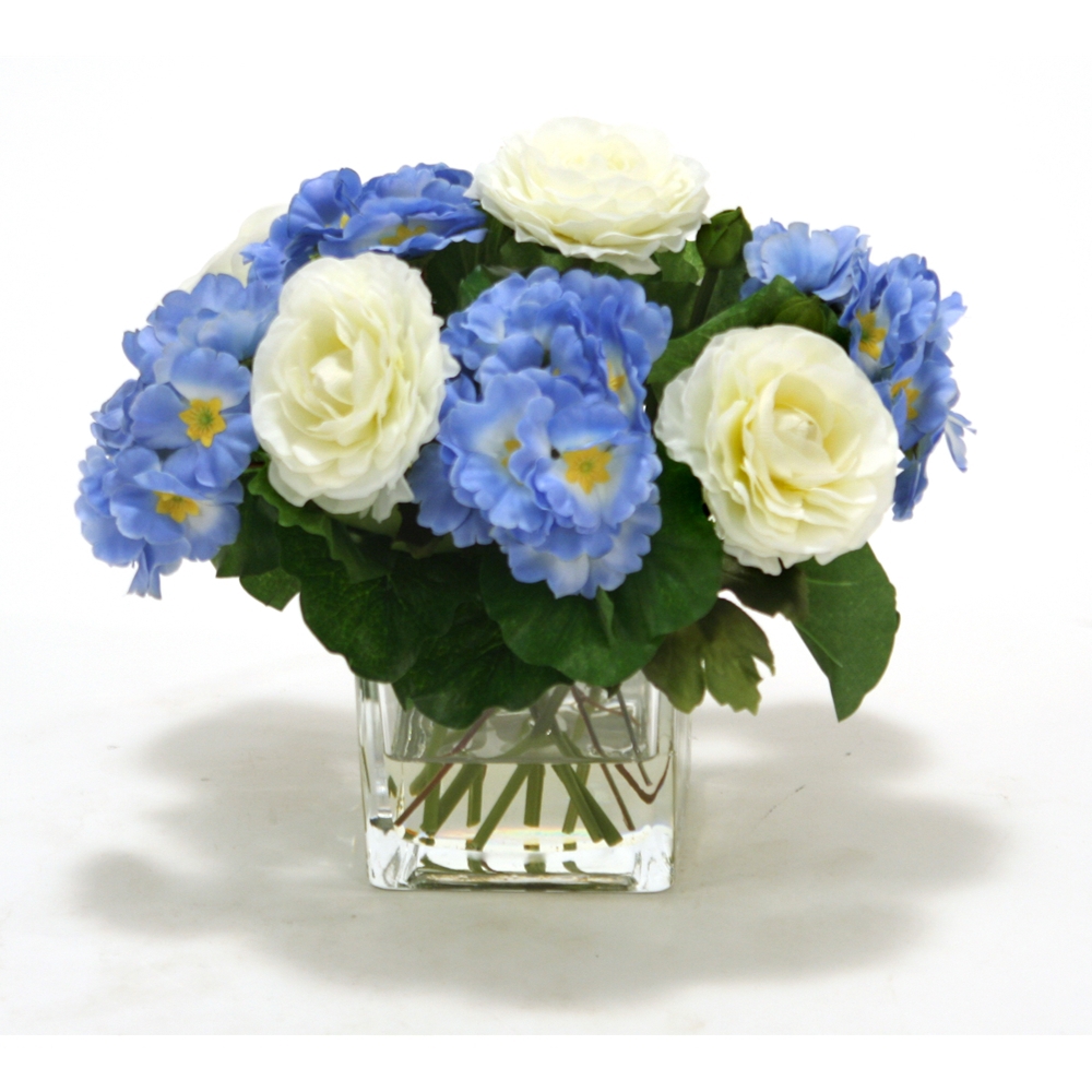 Blue primrose with ranuclas In Rectangle Glass