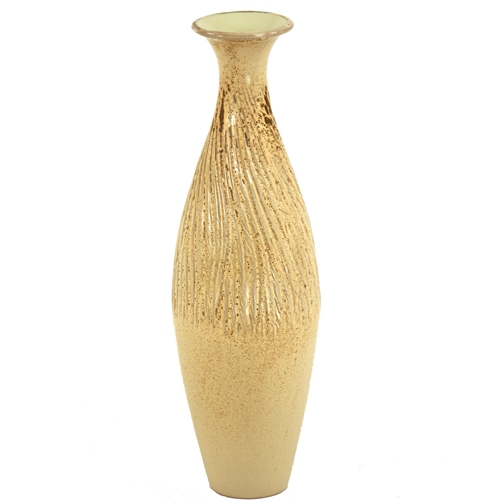 Multicolored Taupe Vase with a Swirl Neck
