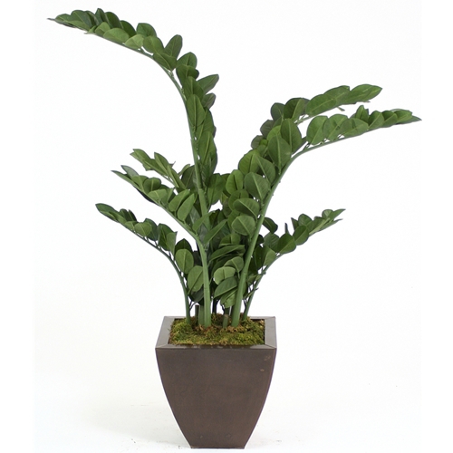 Silk ZZ Plant in Square Copper Finish Metal Contempo Planter Silk ZZ Plant in Square Copper Finish Metal Contempo Planter