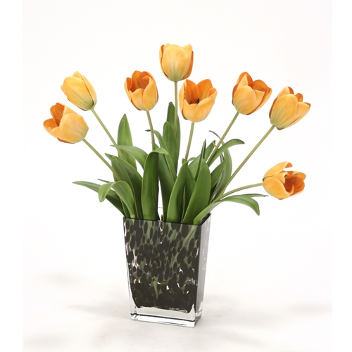 Waterlook ® Antique Gold Tulips in Small Leopard Vase