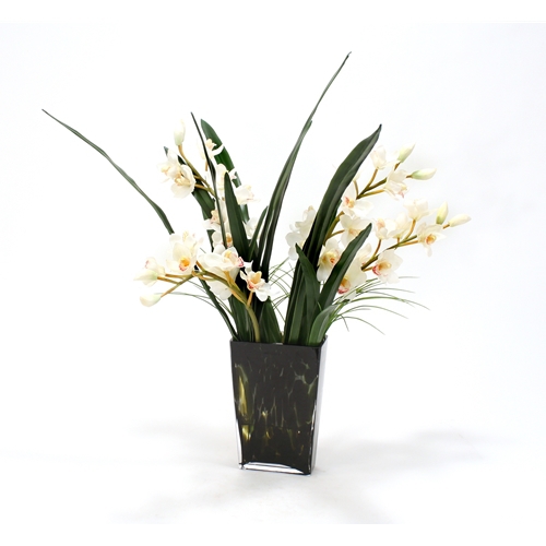 Waterlook ® White Orchids in Spotted Leopard Glass Vase