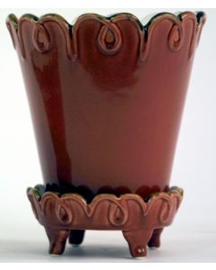 LG FLORAL POT W/MATCHING SAUCR OXBLOOD (sold in multiples of 2)