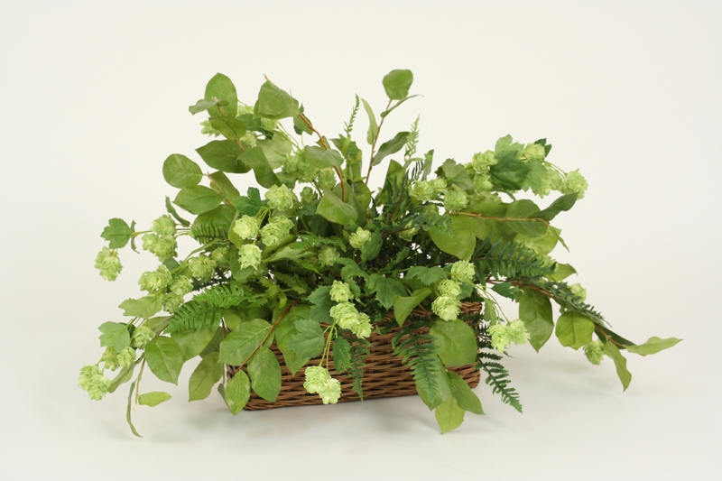 Silk Hops, Marsh Fern and Lemon Leaf Floor Plant in Basket Silk Hops, Marsh Fern and Lemon Leaf Floor Plant in Basket