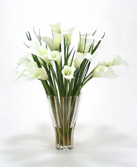 Waterlook (R) White Calla Lilies In Tall Fluted Vase