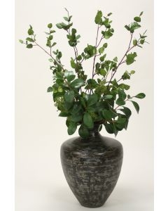 Mixed Greenery and Berries in Aged Black Vase Mixed Greenery and Berries in Aged Black Vase