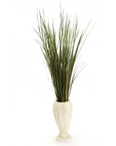 Mixed Grasses in Fluted Aged White Vase Mixed Grasses in Fluted Aged White Vase