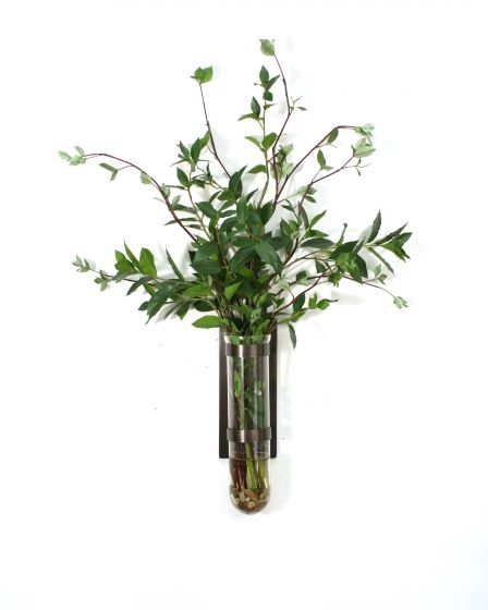 Waterlook (R) Greenery Mix in Large Test Tube and Bronze Wall Base Waterlook (R) Greenery Mix in Large Test Tube and Bronze Wall Base