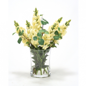 Waterlook ® Yellow Snapdragon Silk Floral Arrangement in Clear Eliptical Glass Vase