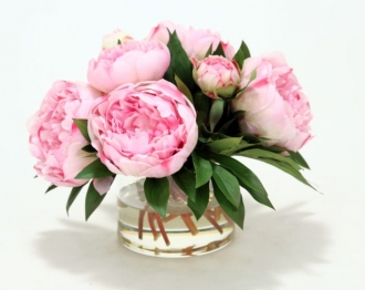 Waterlook (R) Pink Peonies, Ranunculus in Glass Vase