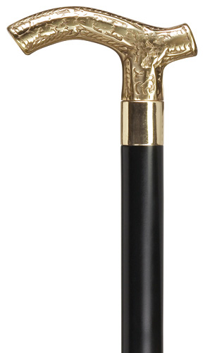 Ladies derby handle-embossed solid brass walking stick