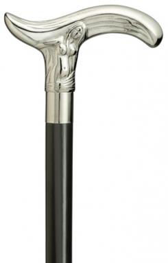 Fair Maiden fritz style chrome plated brass handle walking stick