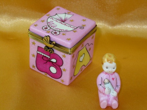 Pink baby cube with baby