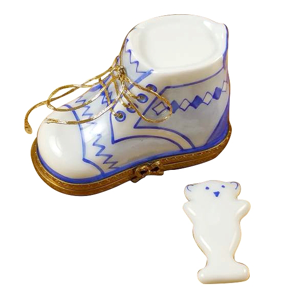 BABY SHOE W/PLAQUE BLUE BABY SHOE W/PLAQUE BLUE