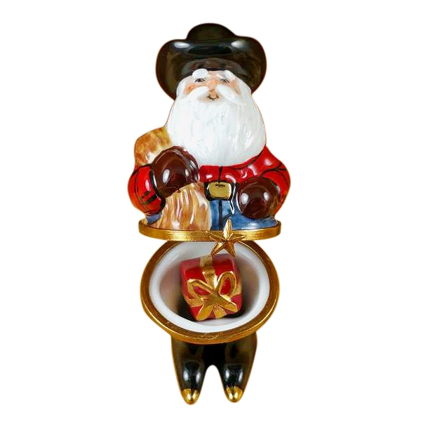 SANTA WITH COWBOY HAT, BOOTS, ROPE & REMOVABLE PRESENT