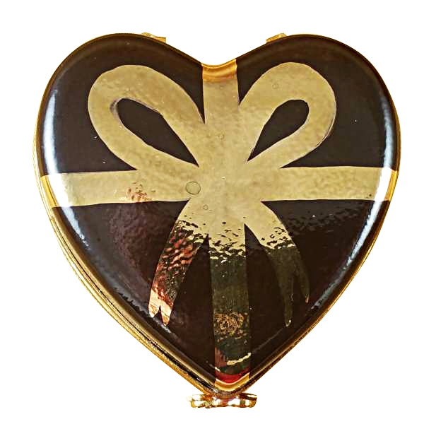 CHOCOLATE HEART W/GOLD BOW