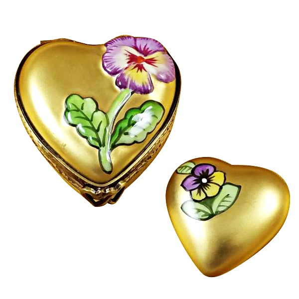 Gold heart w/flower