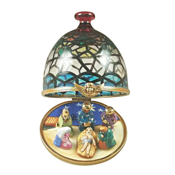 STAINED GLASS DOME WITH NATIVITY INSIDE