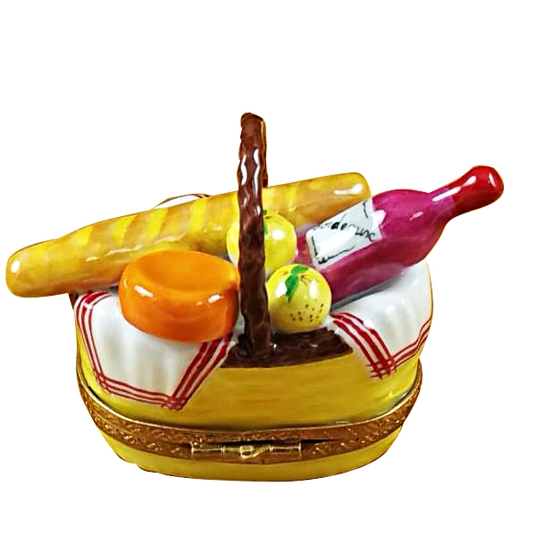 Yellow picnic basket w/handle