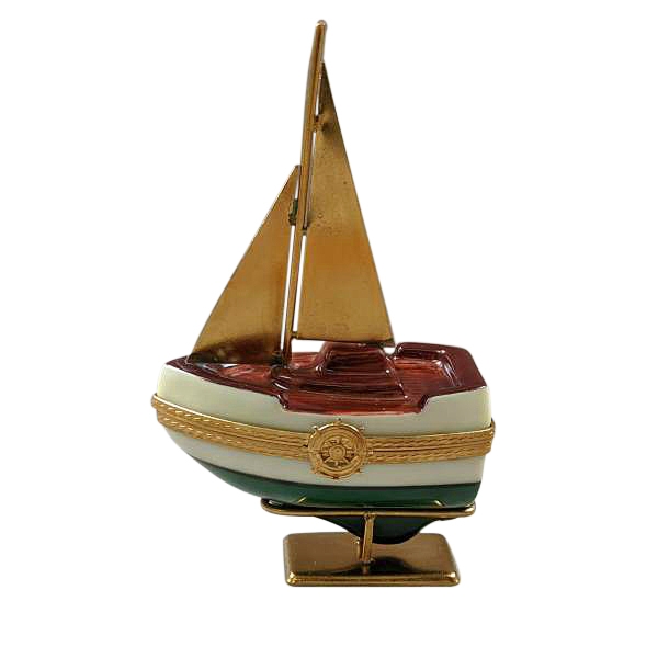 Sailboat w/ Brass Sails, Stand and Anchor