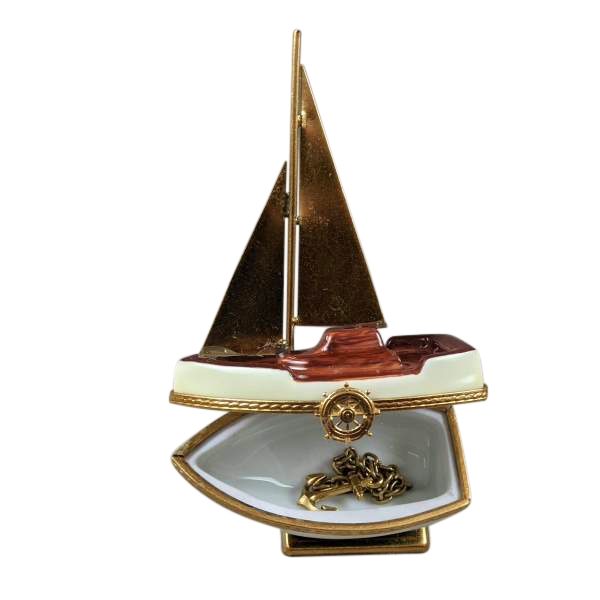 Sailboat w/ Brass Sails, Stand and Anchor
