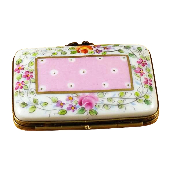 Flat pink rectangle with flowers