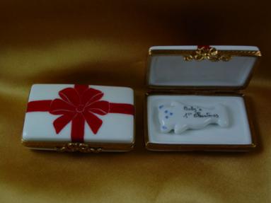 Gift box with red box - Baby's 1st Christmas - Blue