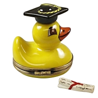 YELLOW DUCK WITH GRADUATION CAP WITH REMOVABLE DIPLOMA
