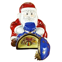 Santa sitting with gift bag