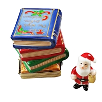 TWAS NIGHT BEFORE CHRISTMAS STACK OF BOOKS WITH REMOVABLE SANTA