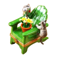 ADIRONDACK CHAIR W/CAT- WATERING CAN AND PLANT