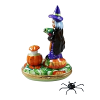 Witch with Pumpkin and Removable Spider