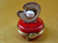 Baseball glove w/ball on red oval Baseball glove w/ball on red oval