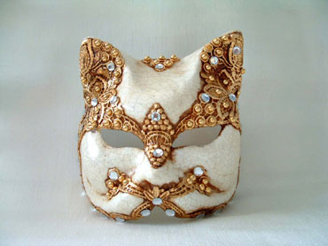 Cat Gold White Venetian Mask Cat Gold White Venetian Mask