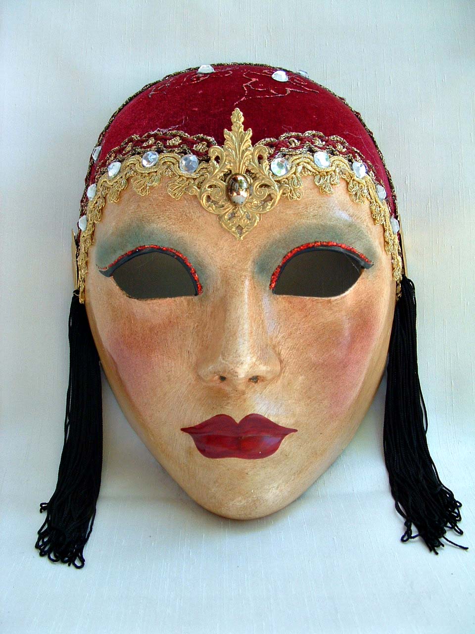 Lady 30's Red Venetian Mask Lady 30's Red Venetian Mask