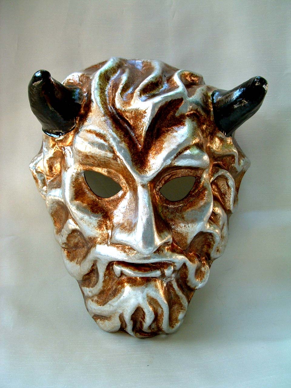 Diavolo Fauna Silver Venetian Mask Diavolo Fauna Silver Venetian Mask