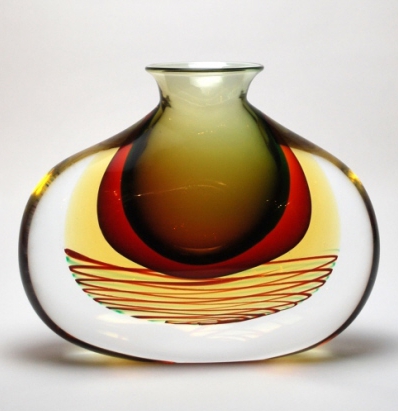 Green/Red/Amber Spiral Vase
