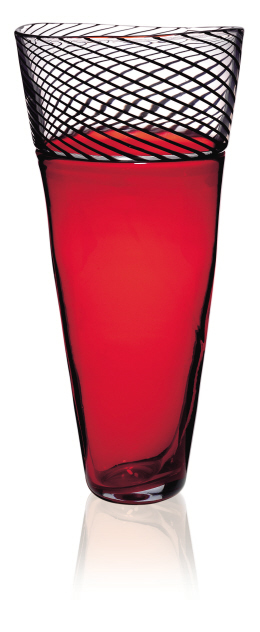 Vase Red/Fili Black Glass