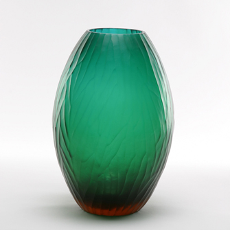 Vase Teal/Amber with Jungle Cut
