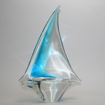 Aqua crystal Murano Glass Sailboat