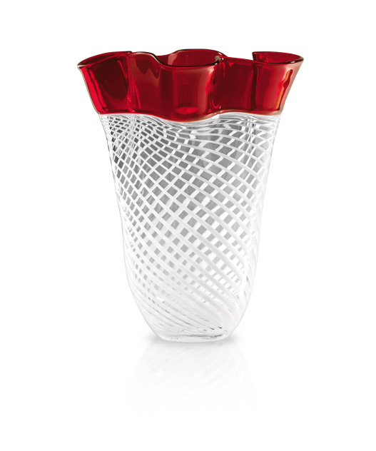 Glass Vase Red/Fili White