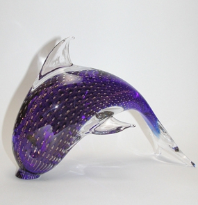 Blue and Gold Murano Dolphin