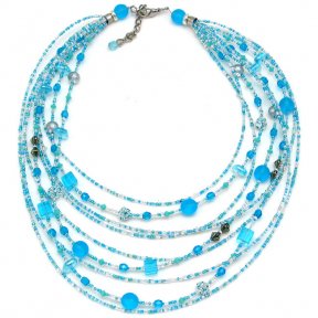 Murano Glass Watefall Necklace Turquoise
